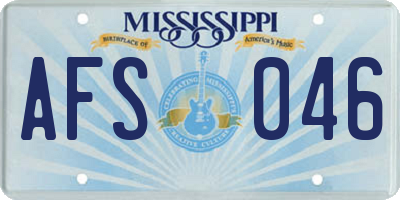 MS license plate AFS046