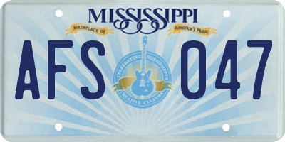 MS license plate AFS047