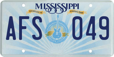MS license plate AFS049