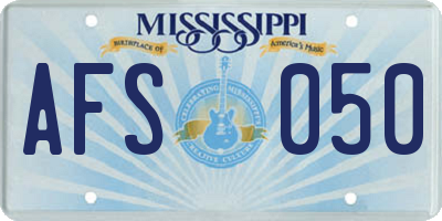 MS license plate AFS050