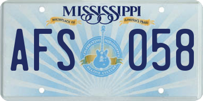 MS license plate AFS058