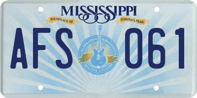 MS license plate AFS061