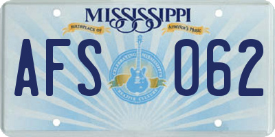 MS license plate AFS062