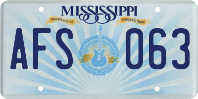 MS license plate AFS063