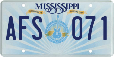 MS license plate AFS071