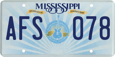 MS license plate AFS078