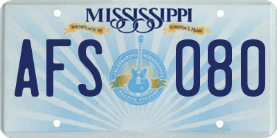 MS license plate AFS080