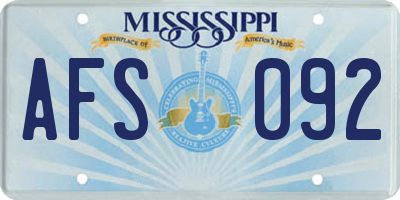 MS license plate AFS092