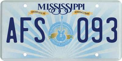 MS license plate AFS093