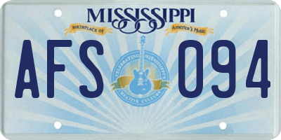 MS license plate AFS094