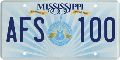 MS license plate AFS100
