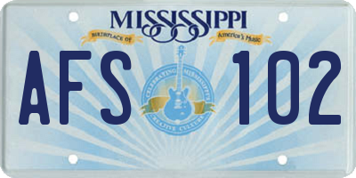 MS license plate AFS102