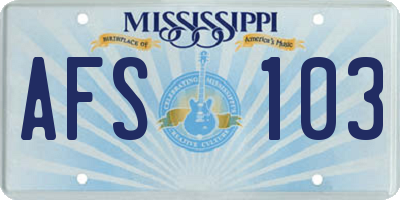MS license plate AFS103