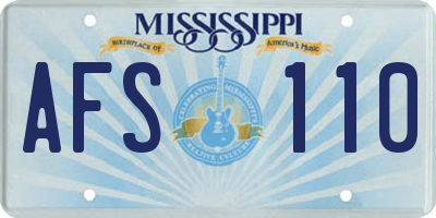 MS license plate AFS110
