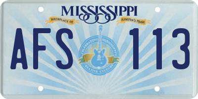 MS license plate AFS113