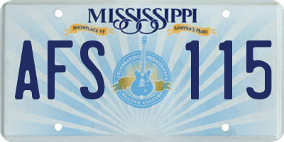 MS license plate AFS115