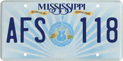 MS license plate AFS118