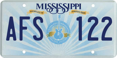 MS license plate AFS122