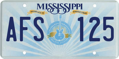 MS license plate AFS125