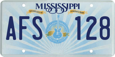 MS license plate AFS128