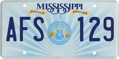 MS license plate AFS129
