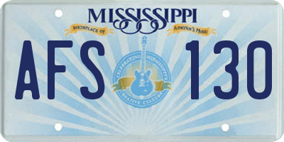 MS license plate AFS130