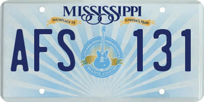 MS license plate AFS131
