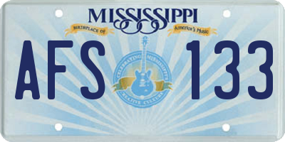 MS license plate AFS133