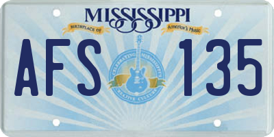 MS license plate AFS135