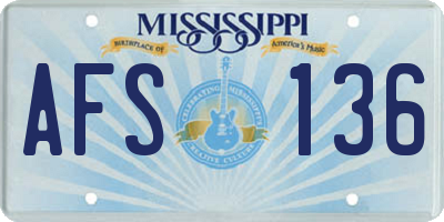 MS license plate AFS136