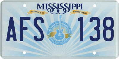 MS license plate AFS138