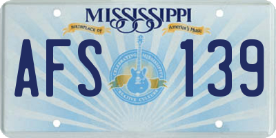 MS license plate AFS139