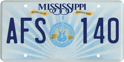 MS license plate AFS140