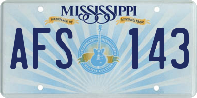 MS license plate AFS143