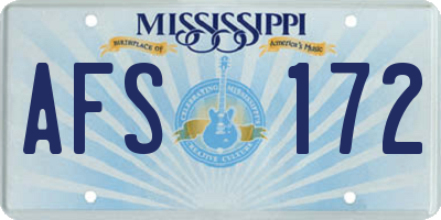 MS license plate AFS172
