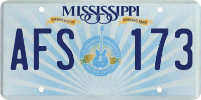 MS license plate AFS173