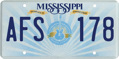 MS license plate AFS178