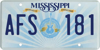 MS license plate AFS181