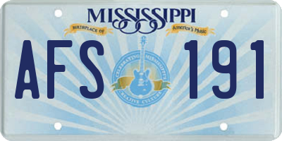 MS license plate AFS191