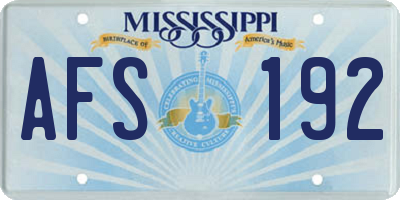 MS license plate AFS192