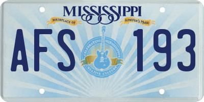 MS license plate AFS193