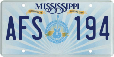 MS license plate AFS194