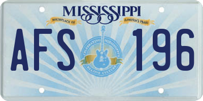 MS license plate AFS196