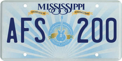 MS license plate AFS200