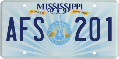 MS license plate AFS201