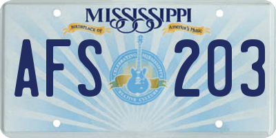 MS license plate AFS203