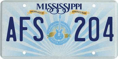 MS license plate AFS204