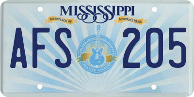 MS license plate AFS205