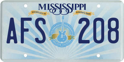 MS license plate AFS208