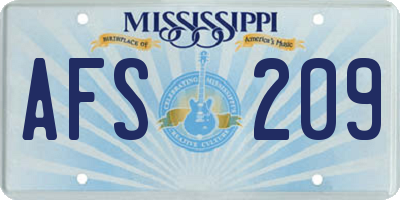 MS license plate AFS209